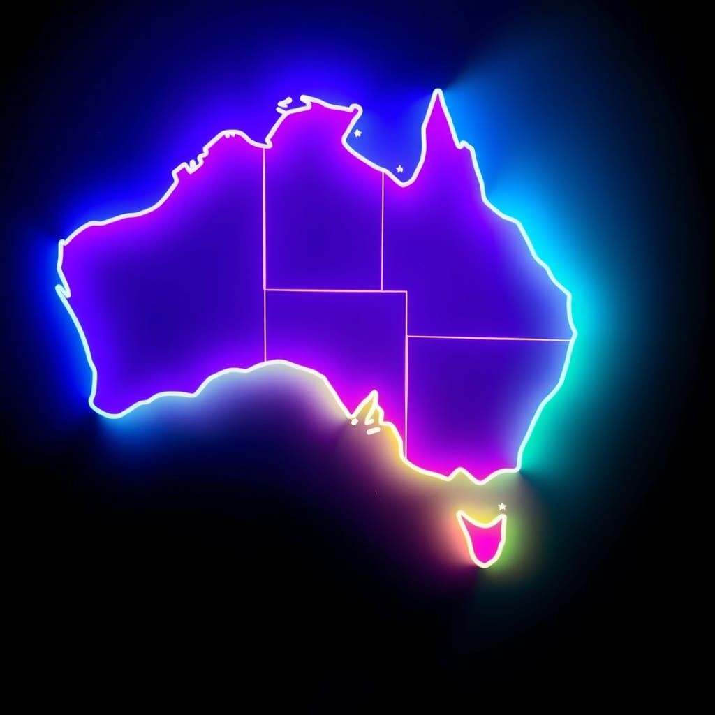 Australia in Vibrant Neon Light
