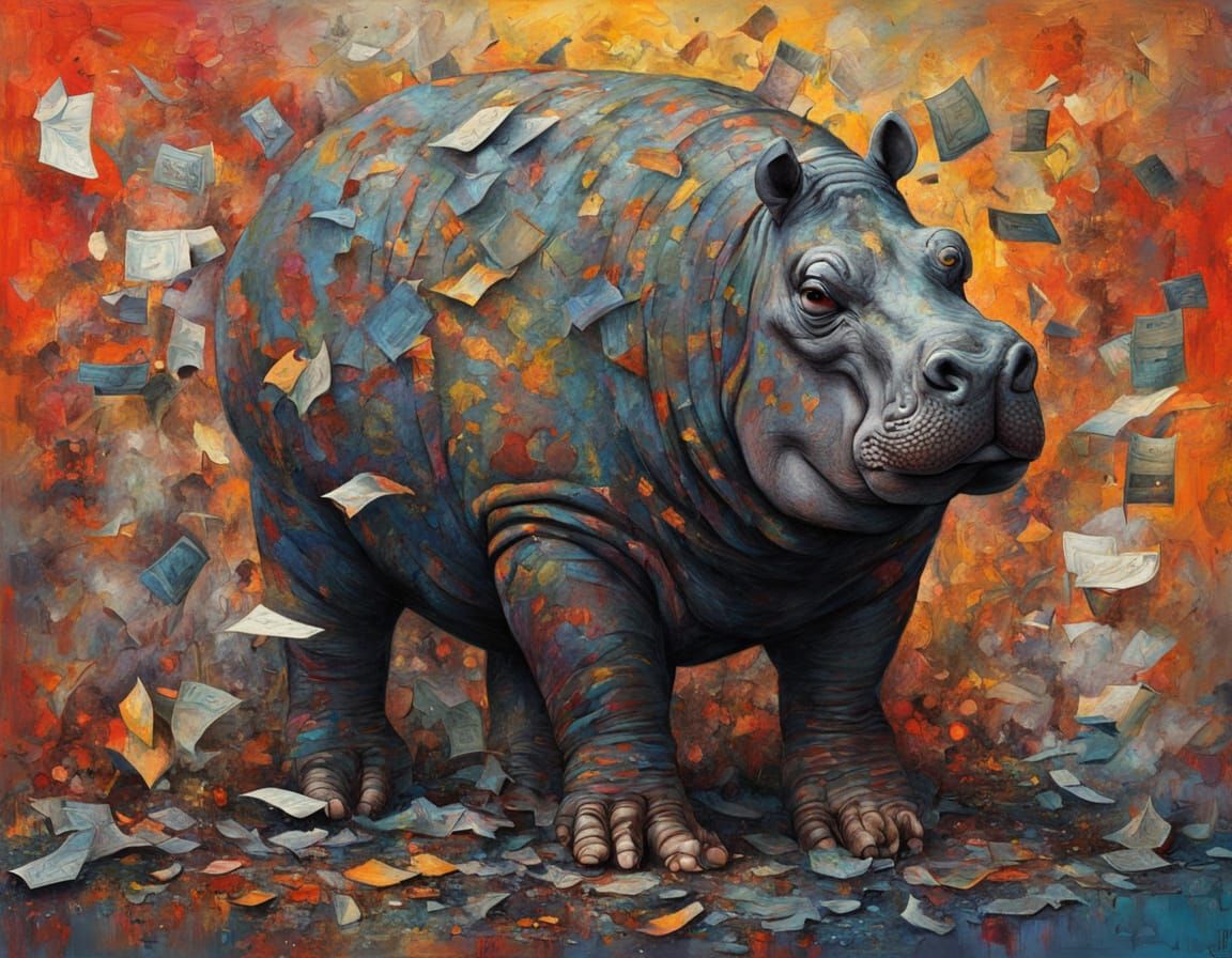 Hippo and Woman in Dystopian Industrial Surrealism