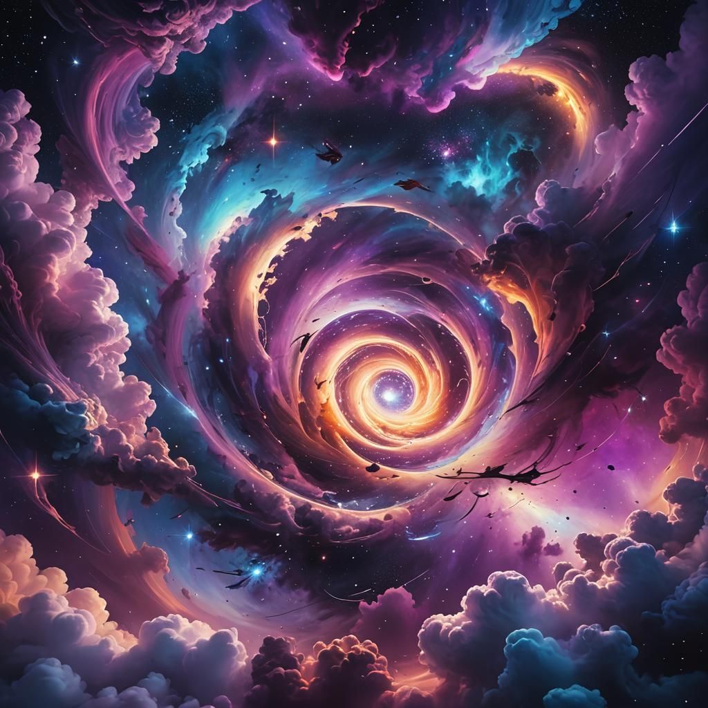 Overlapping Universes in a Surreal Digital Painting