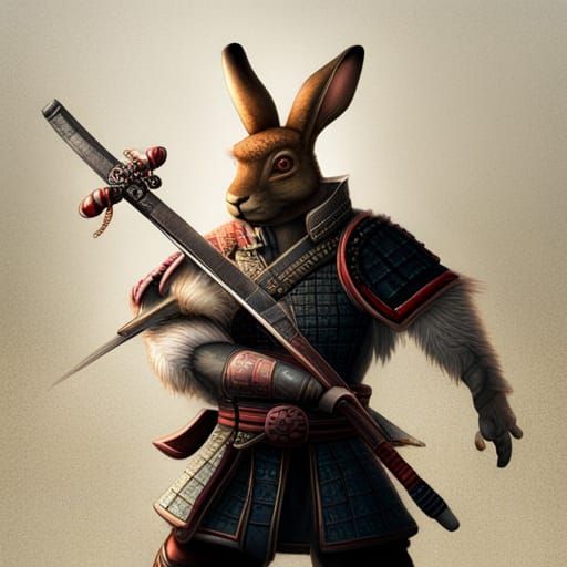 Translucent Samurai Rabbit with Sword