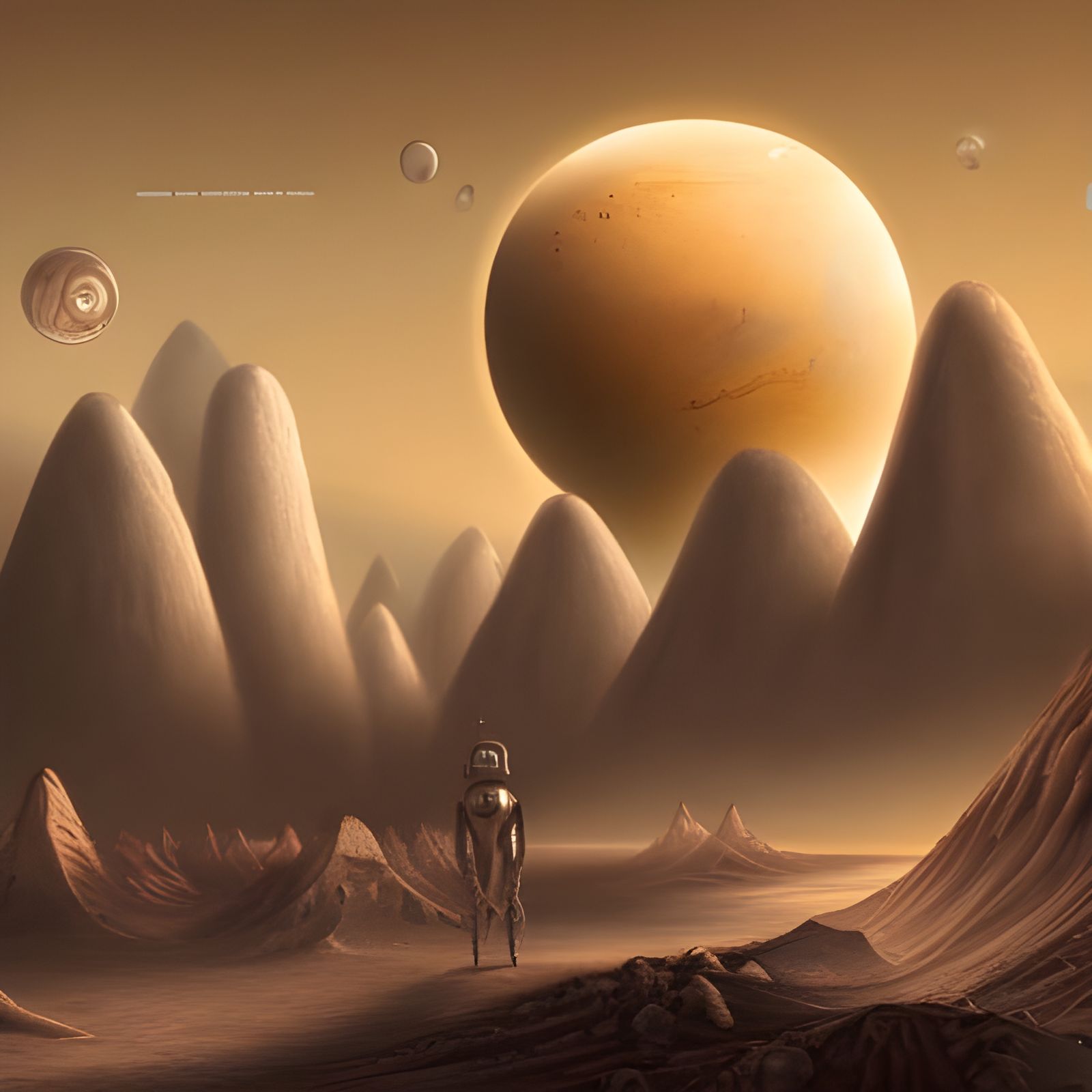 UFO Over Mars: Detailed Digital Art