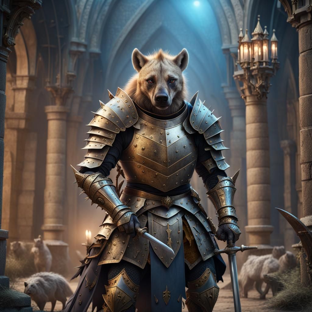 Hyena Knight in Shining Armor, Digital Art
