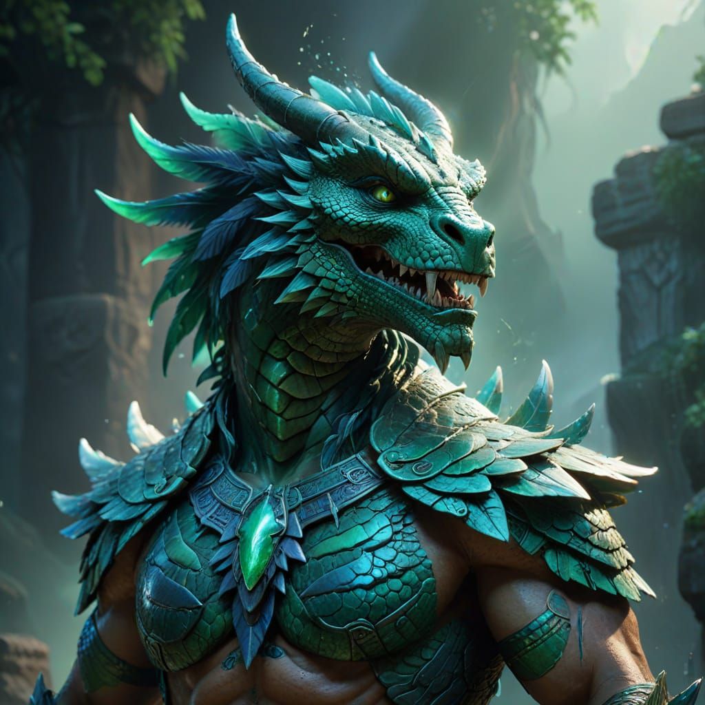 Majestic Olmec Dragon God in Fantasy Concept Art