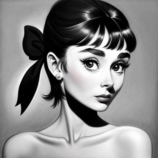 Audrey Hepburn in Surreal Comic Art Style