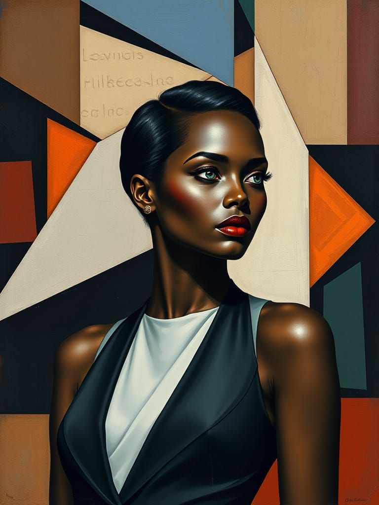 Sleek Modernist Woman Gazing into the Distance