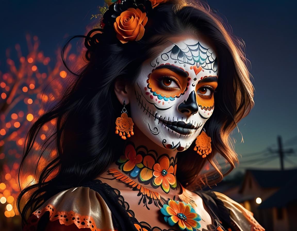 Day of the Dead Portrait in Baroque Style