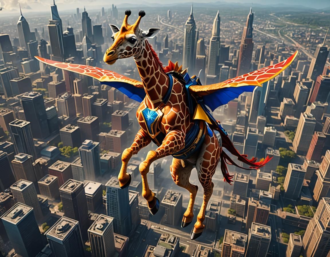 Flying Superhero Giraffe Concept Art