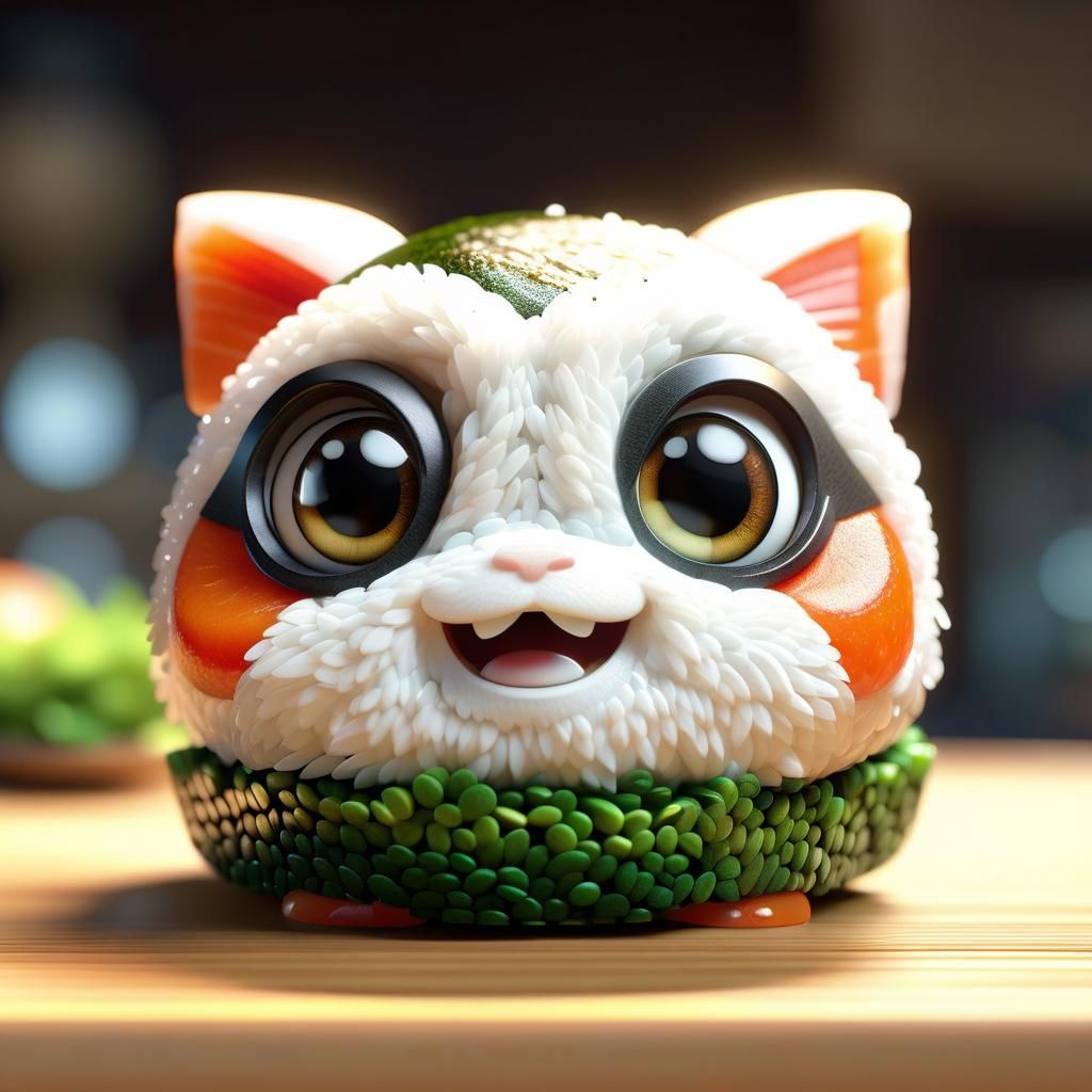 Adorable Chibi Sushi: Photorealistic 3D Render