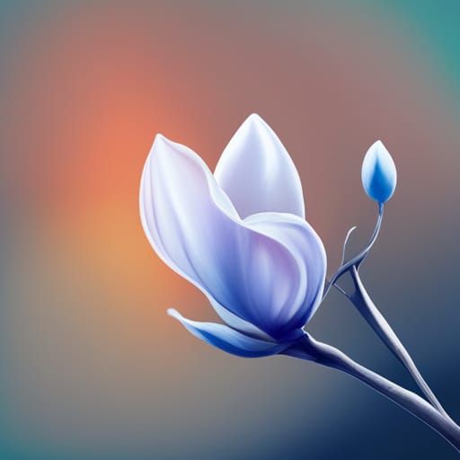 White Magnolia on Blue Gradient Background