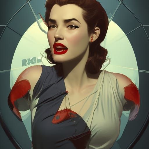 1950s Diner Vampire Portrait in Art Nouveau Style