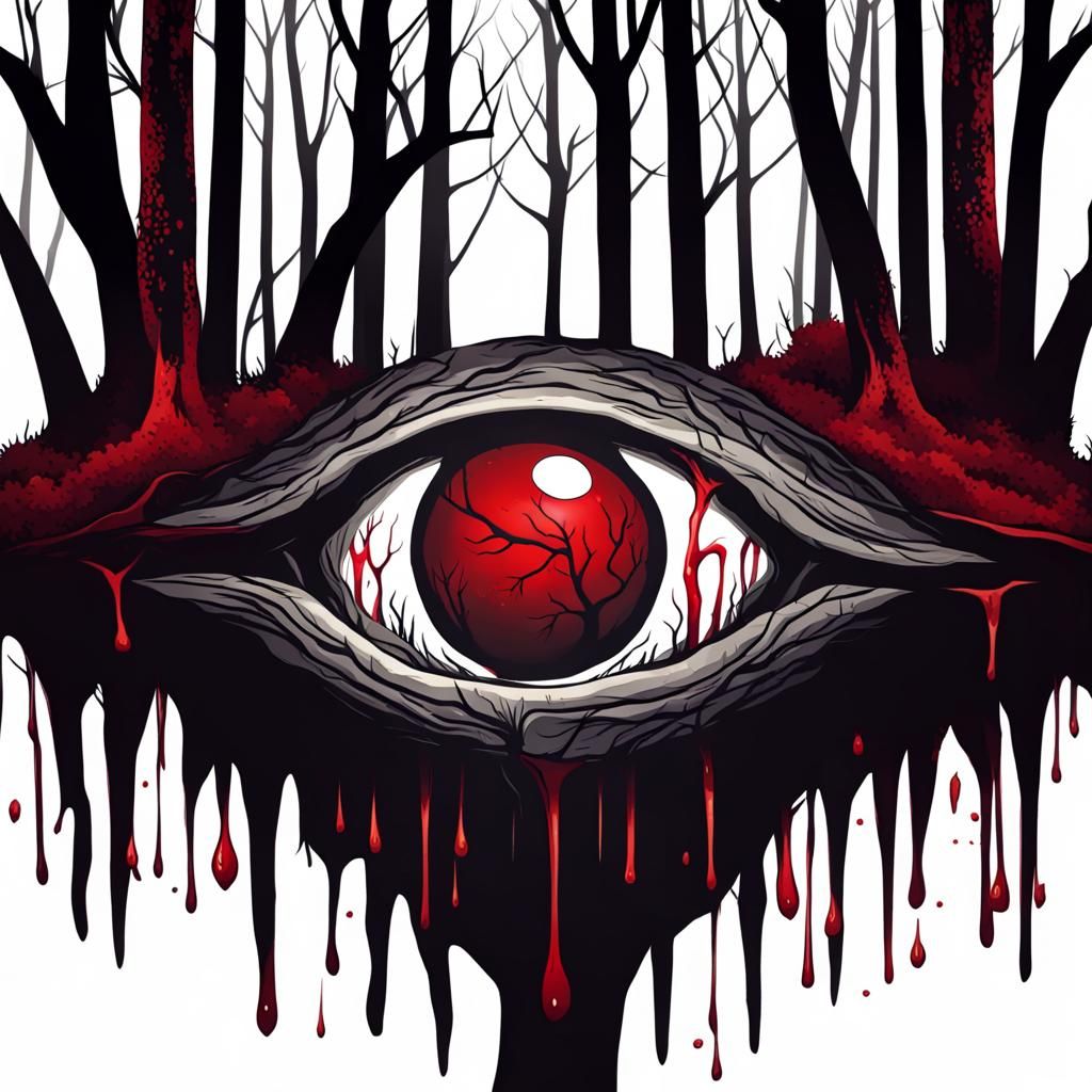Bloodshot Eyeball in Dark Ancient Forest
