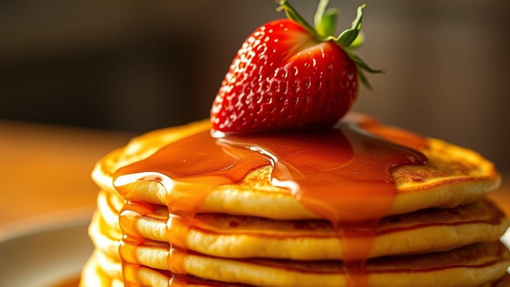 Strawberry Topped Pancakes Food Photography