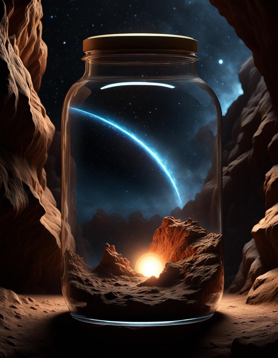 Endless Universe in Antique Glass Jar