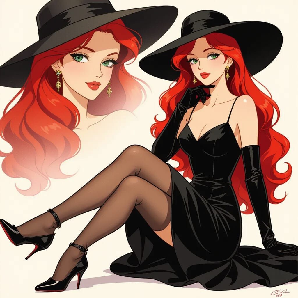 1990s Anime Woman in Vintage Chanel Dress