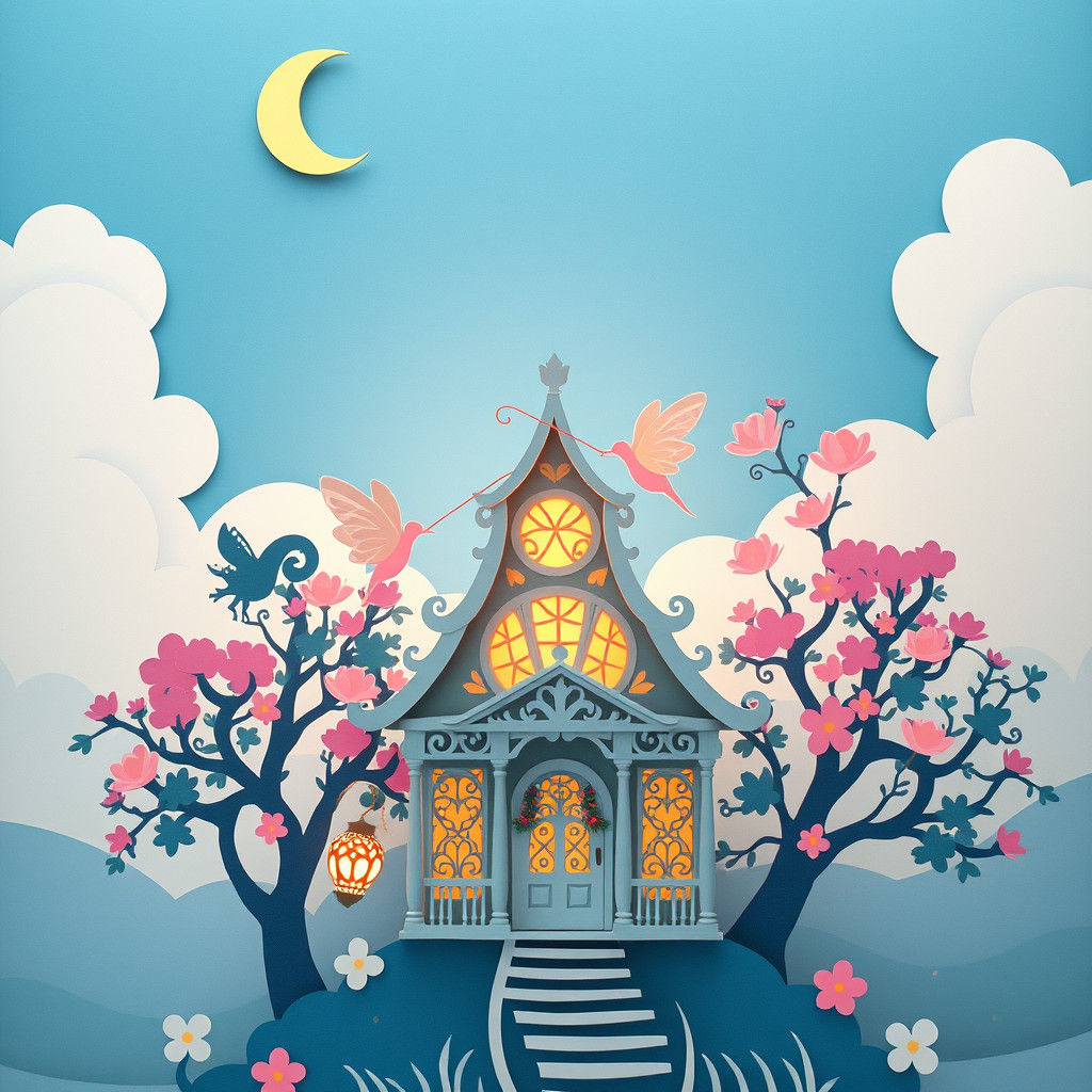Whimsical Paper Cutout Fairy Scene
