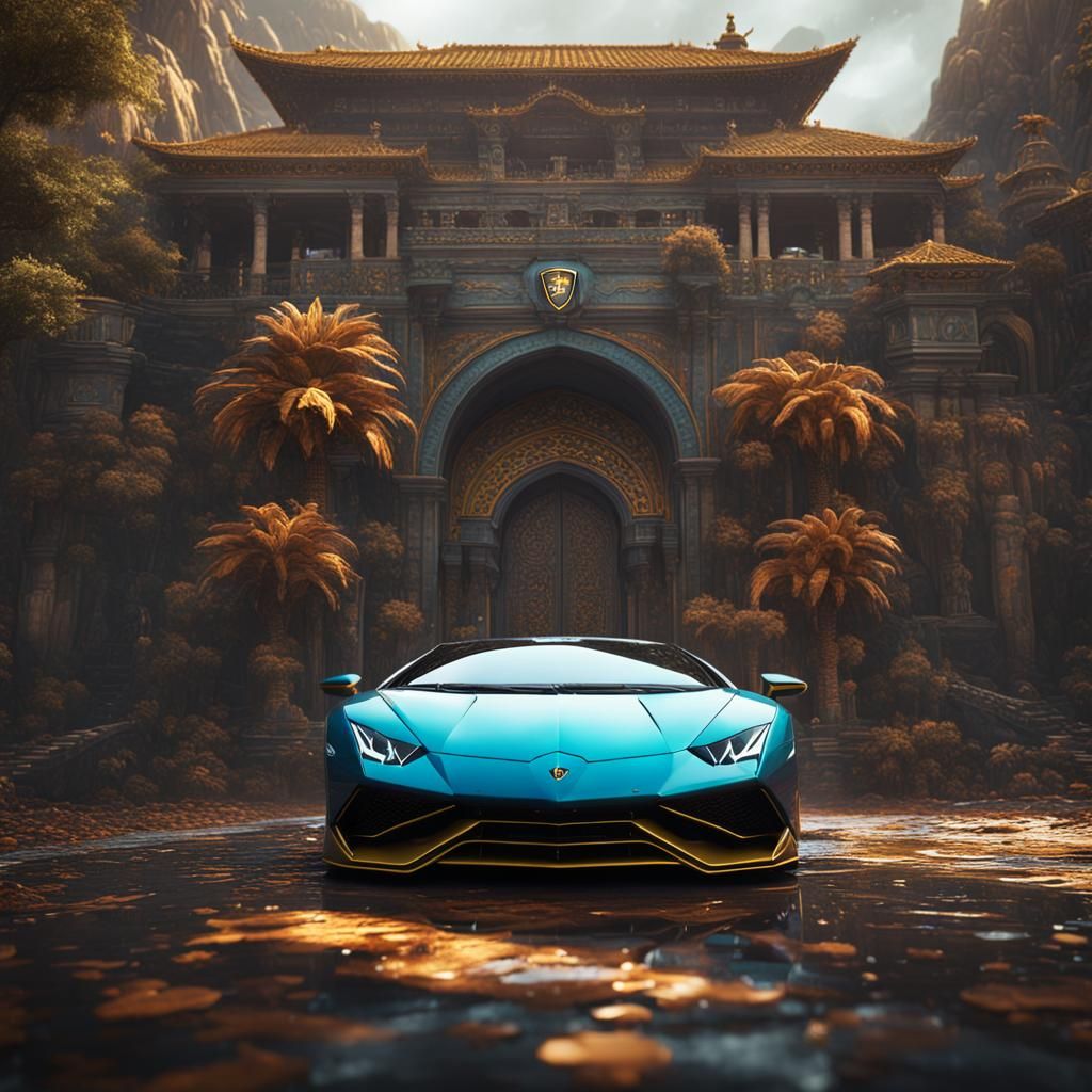 Detailed Matte Painting of a Lamborghini Car