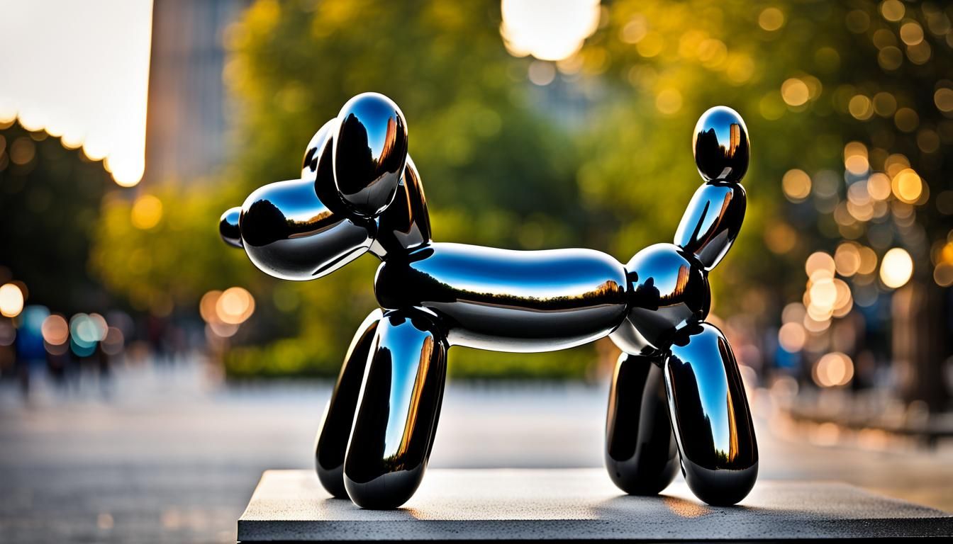 Jeff Koons Inspired Black Balloon Dog Sculpture