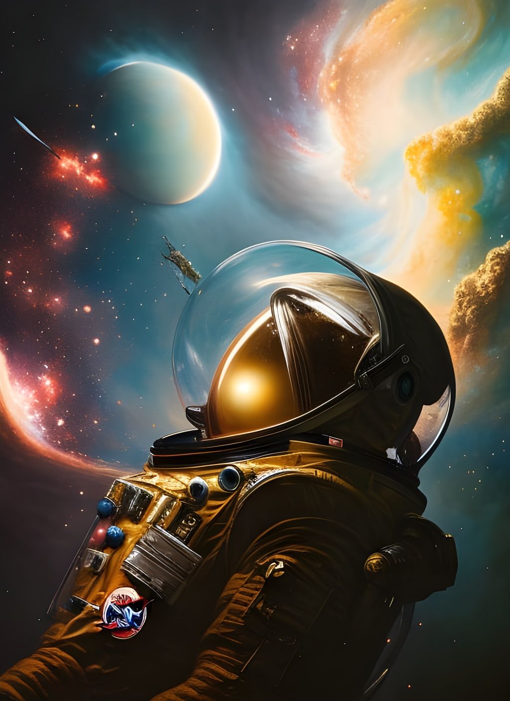 Astronaut Lost in Cosmic Vortex