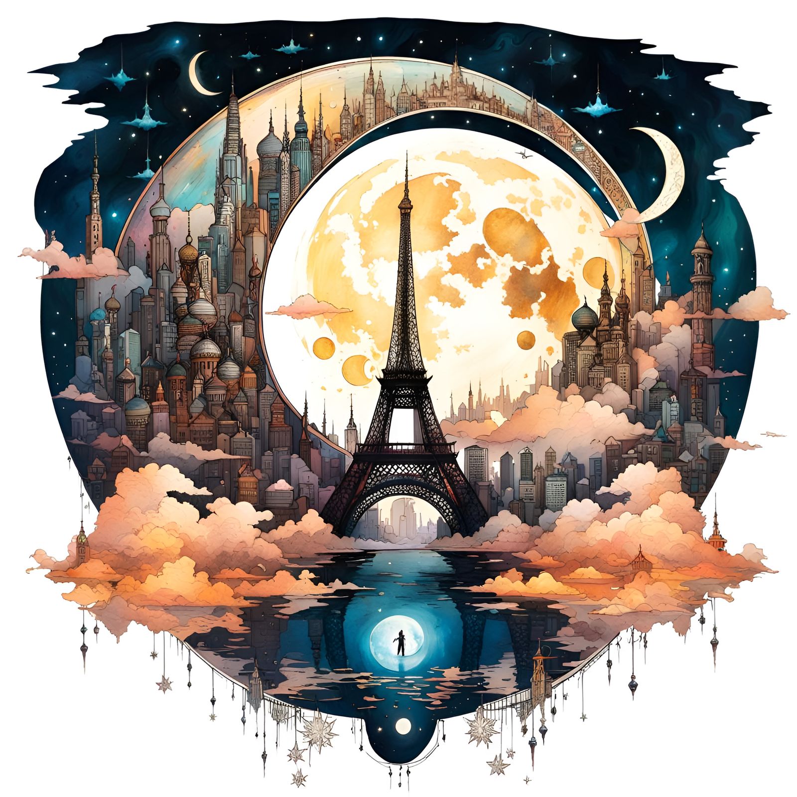 Ornate Moon City in a Mirrored Universe