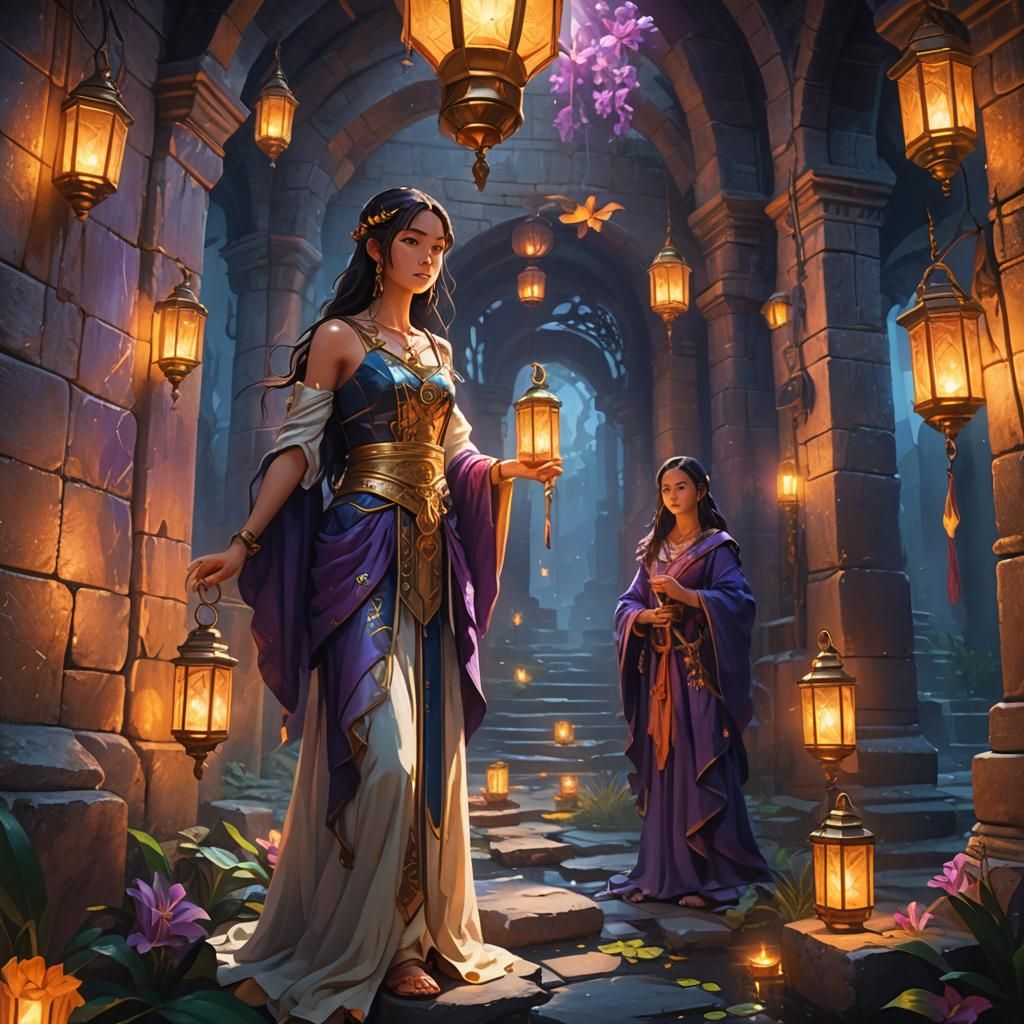 Mystical Lily in Ancient Environment: Fantasy Matte Painting