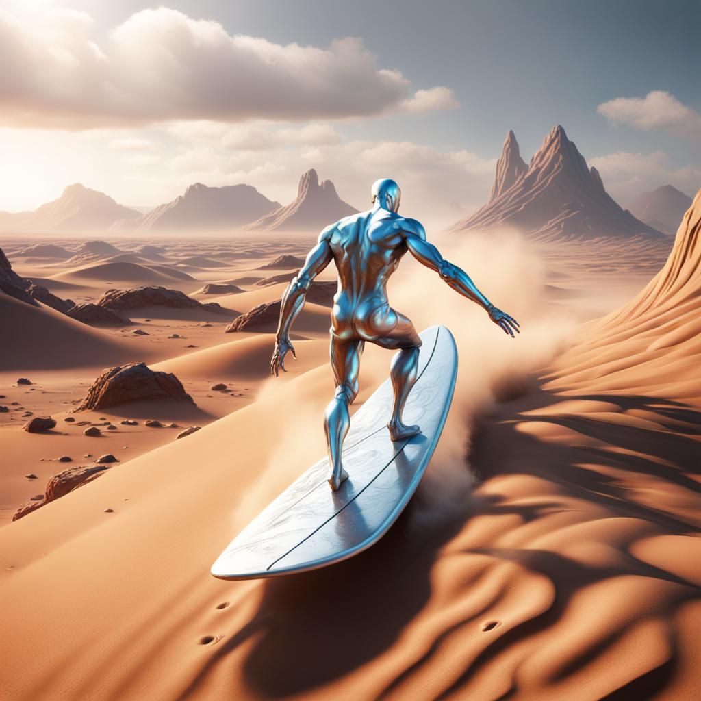 Silver Surfer Surfing the Desert: Matte Painting