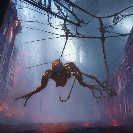 Hyperdetailed Spiderweb in Dark Fantasy Style