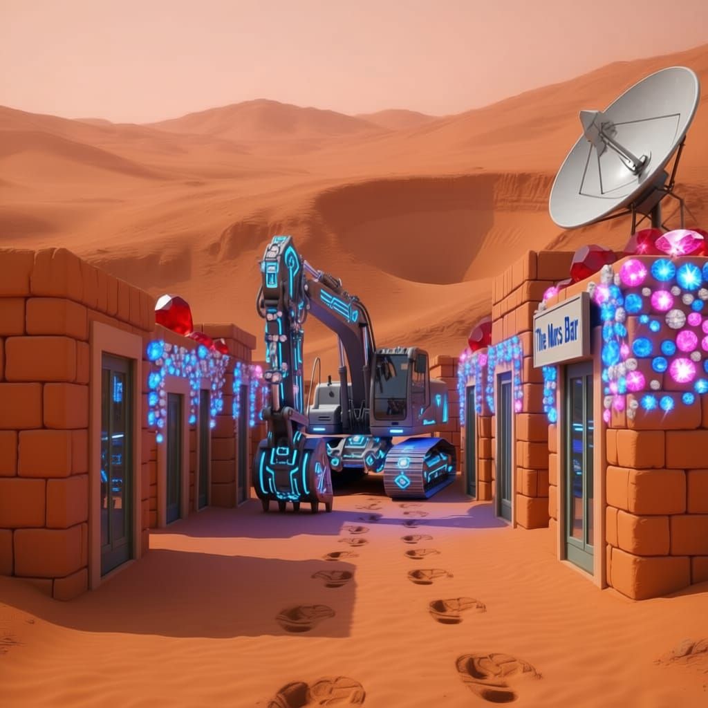 Futuristic Martian Village Built From Rock and Glass