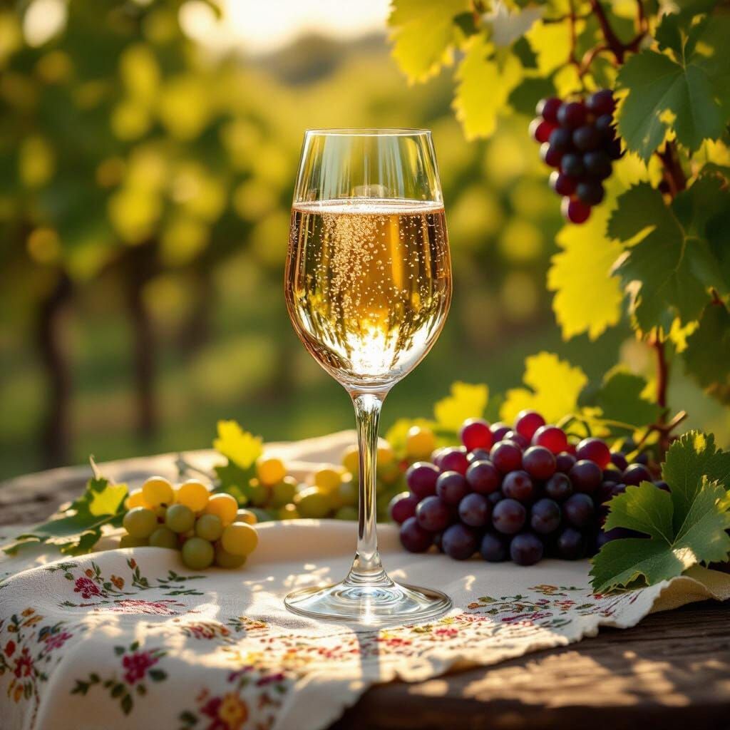 Golden Wine in Vineyard: Dutch Still Life
