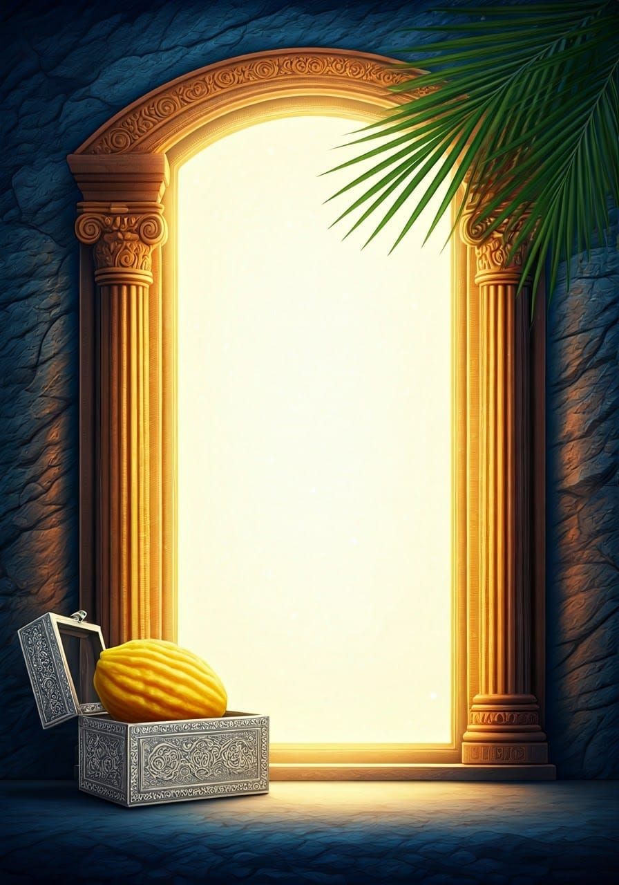 Ornate Blessing Page with Carved Columns and Golden Light