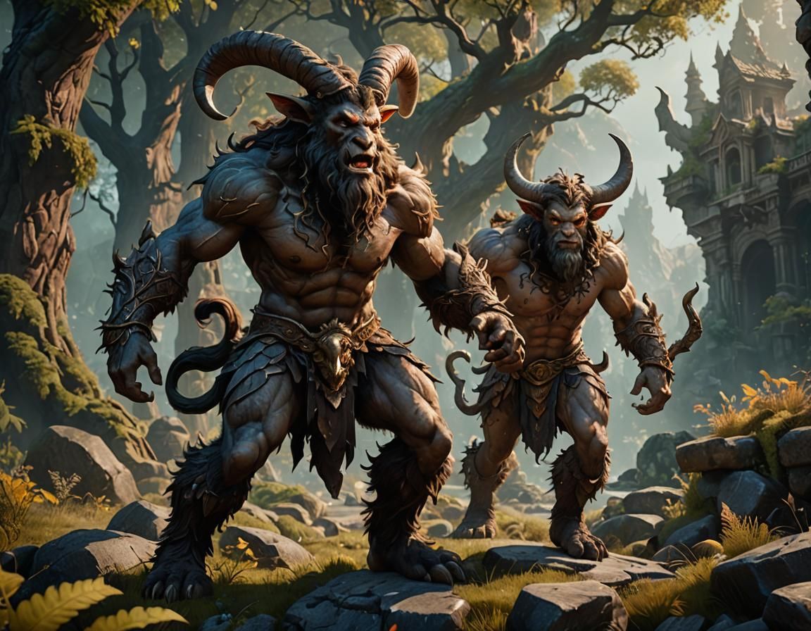 Detailed Satyr Matte Painting in Fantasy Style