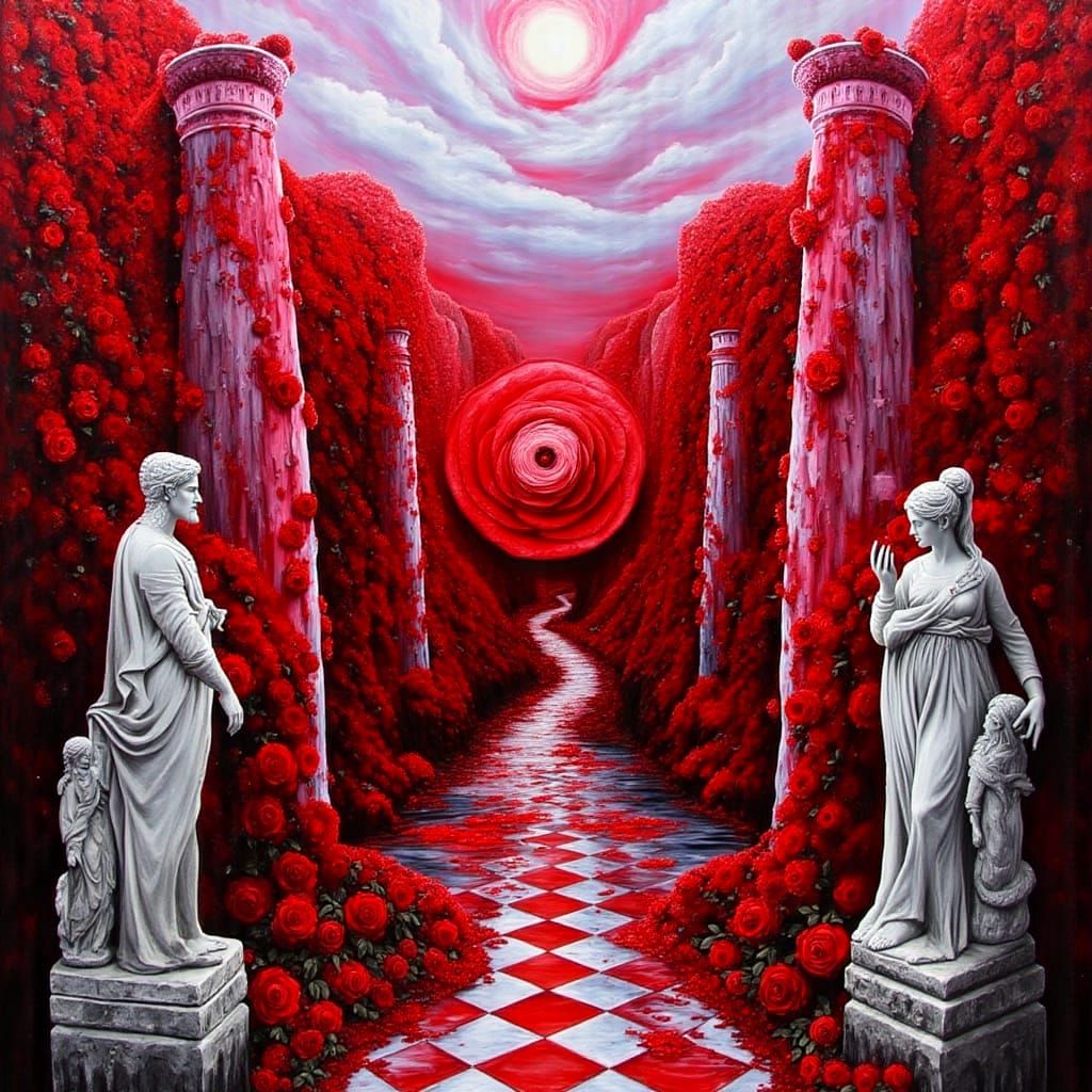 Blood Red Rose Bleeding in Esoteric Surrealism