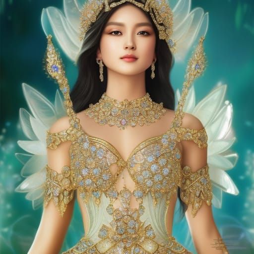 Korean Beauty with Diamond Ornaments in Fantasy Art Style