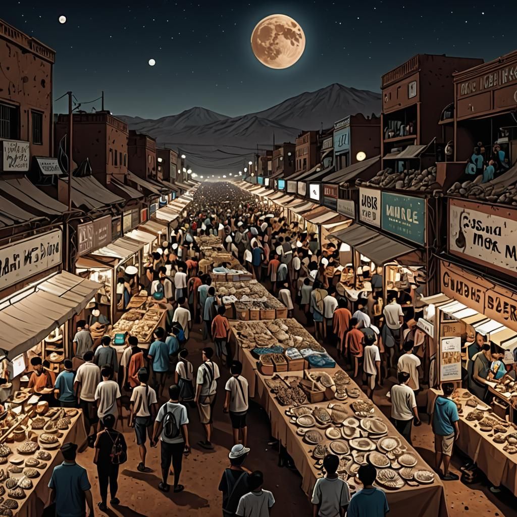 Martian Night Market with Fossil Shells