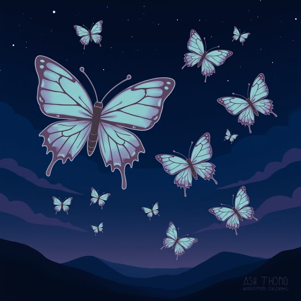 Butterflies Follow Moths in Dreamy Twilight