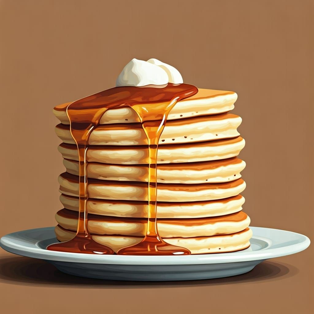 Fluffy Pancakes with Syrup in Storybook Style