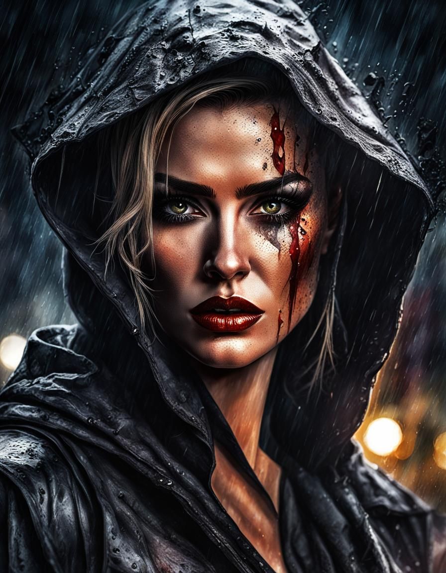 Agent 007 Woman in Watercolor Splash Art