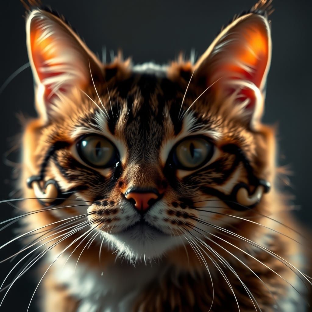 Hyperrealistic Manx Cat Portrait in High Definition