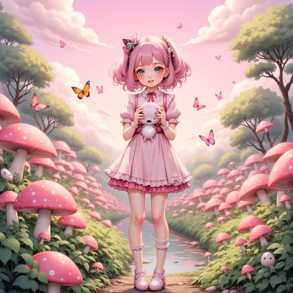 Pink mushrooms. Pink butterflies. Pink everything—but especi...