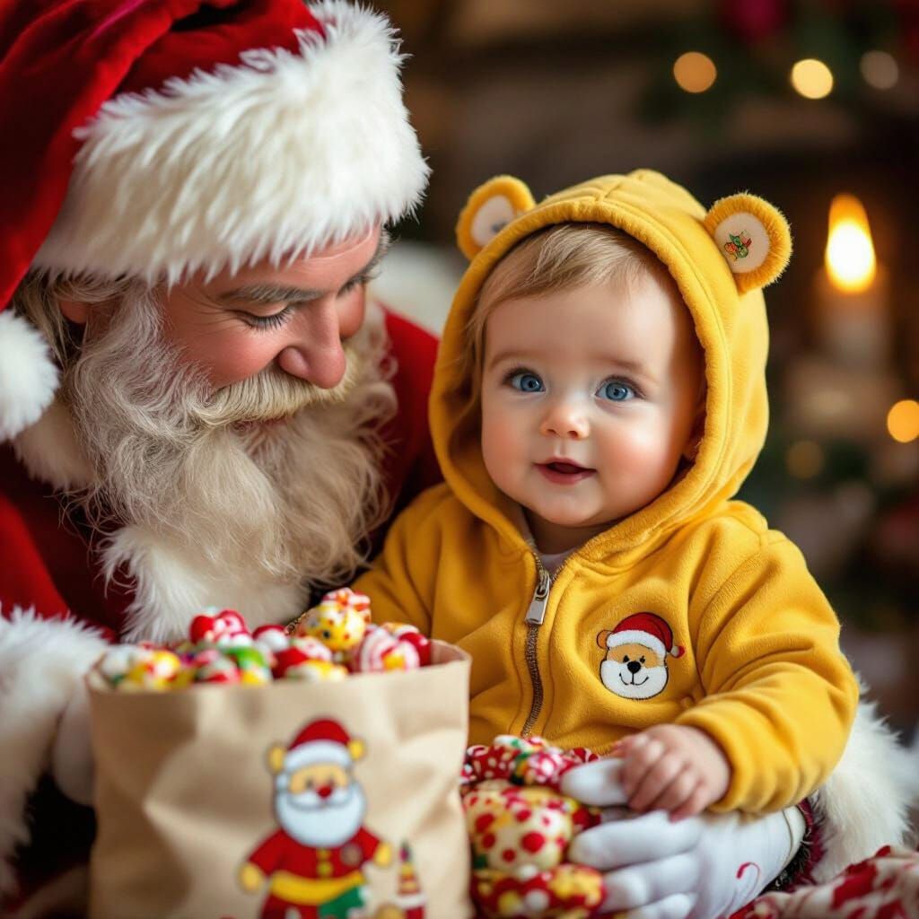 Baby Girl Awaiting Santa Claus with Wonder