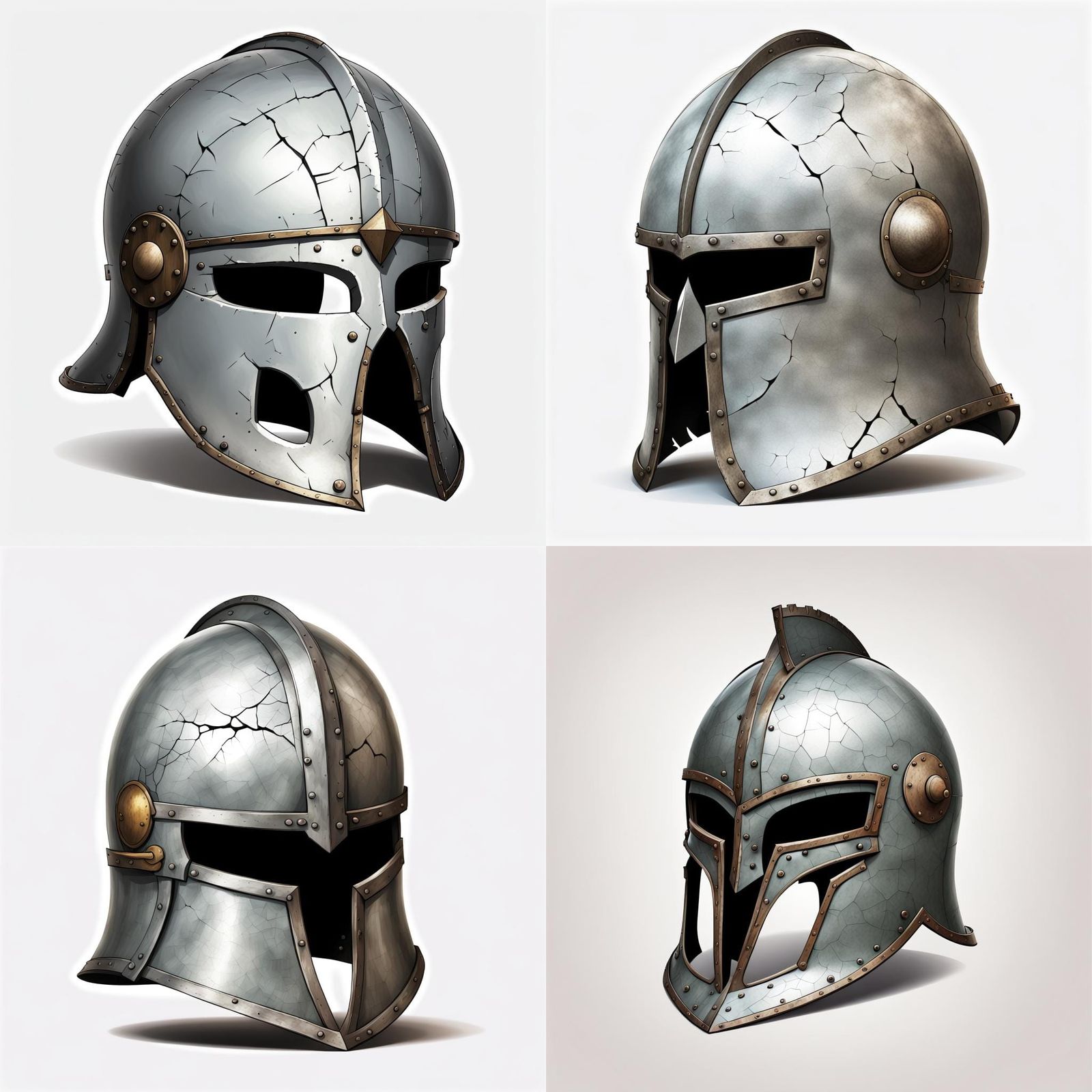 Damaged Cartoon Helm Drawing on Plain Background