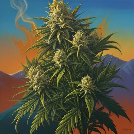 Cannabis Logo in Oil Painting Style