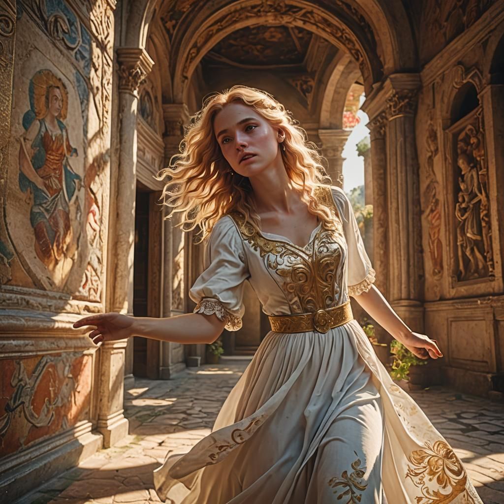 Woman Escaping Villa: Hyper-Realistic 3D Game Graphics