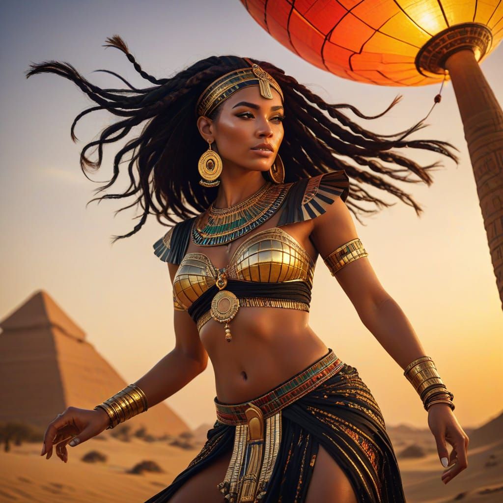 Vibrant Desert Goddess in Ancient Egyptian Splendor
