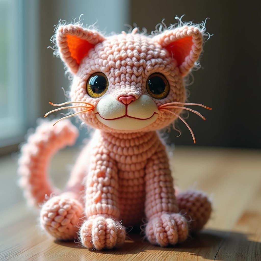 Adorable Yarn Monster Cat Amigurumi in Pastel Colors