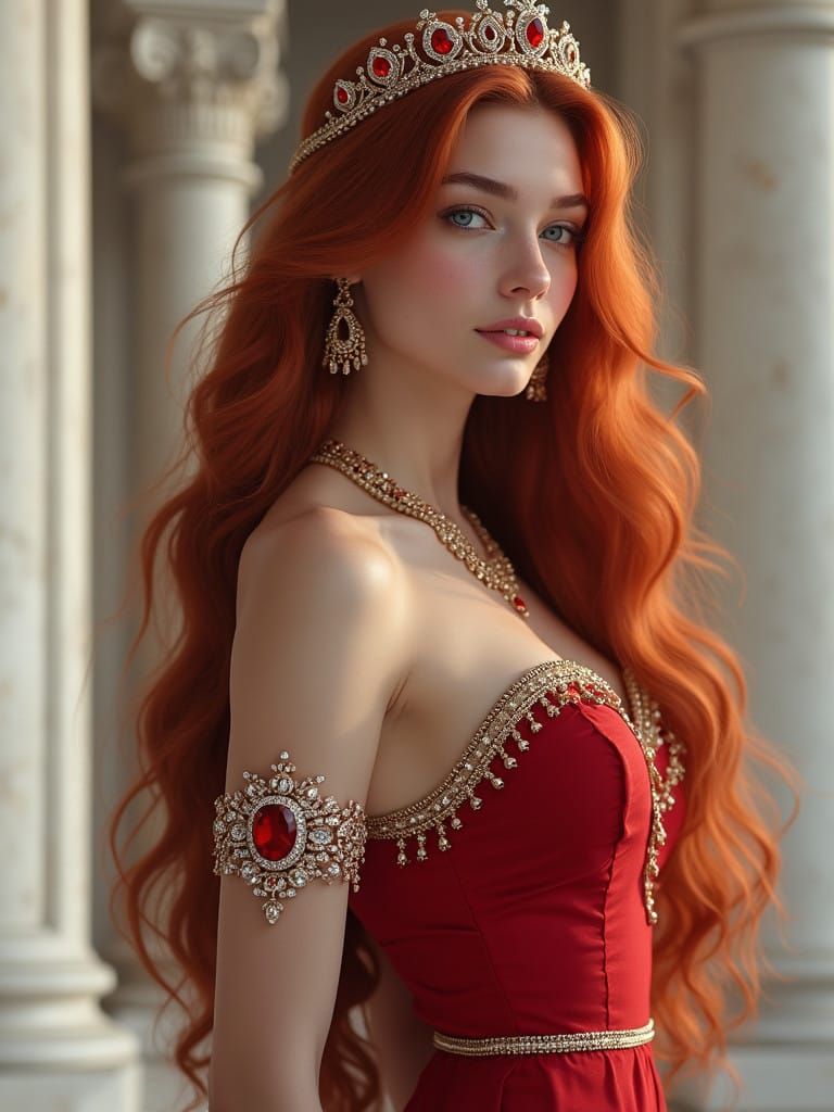 Regal Goddess with Sapphire Eyes and Diamond Jewels