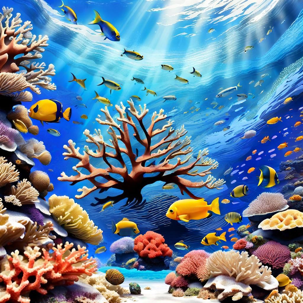Vibrant Coral Reef Ecosystem With Abundant Marine Life