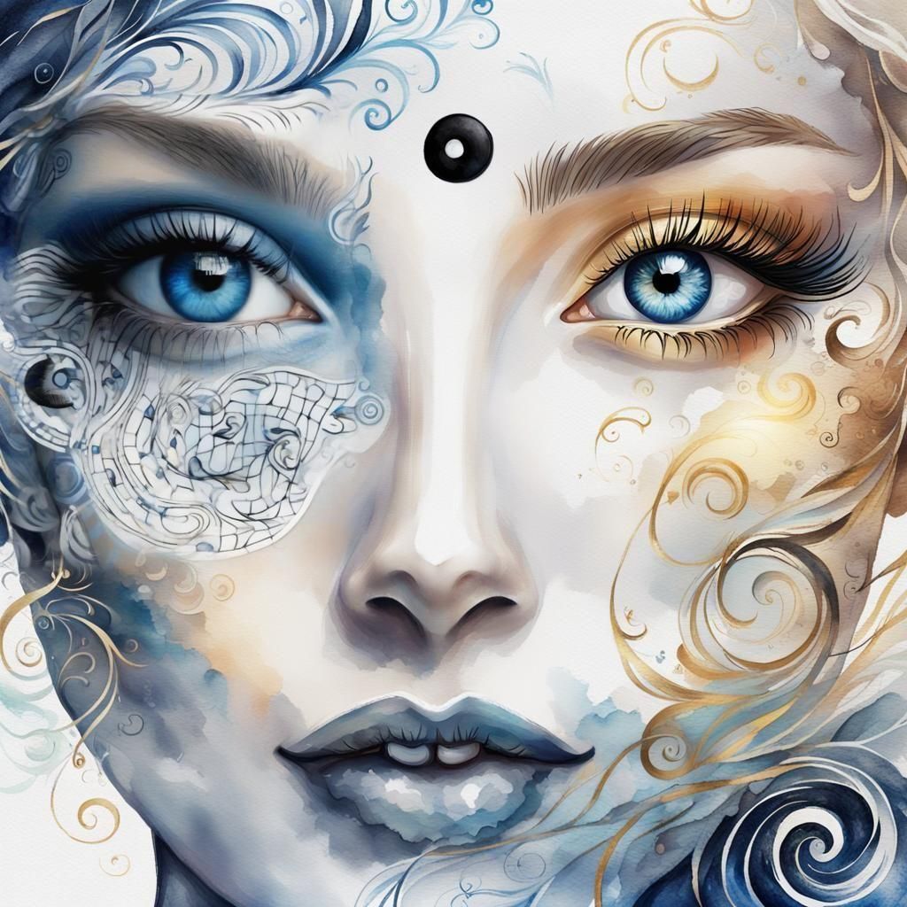 A Yin Yang Goddess Radiates Elegance and Mystery in Golden L...