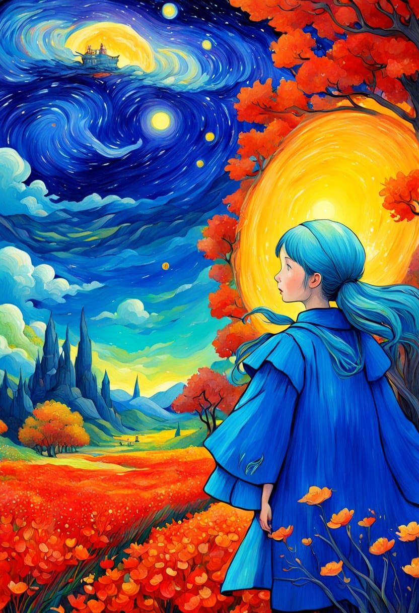 Whimsical Sci-Fi Fantasy Landscape in Studio Ghibli Style