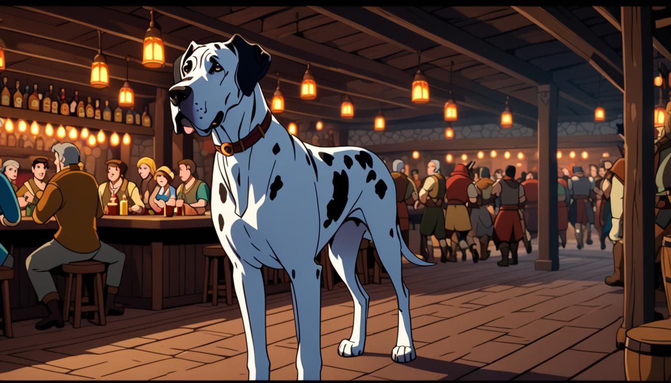 Great Dane in Fantasy Tavern: 2D Animation
