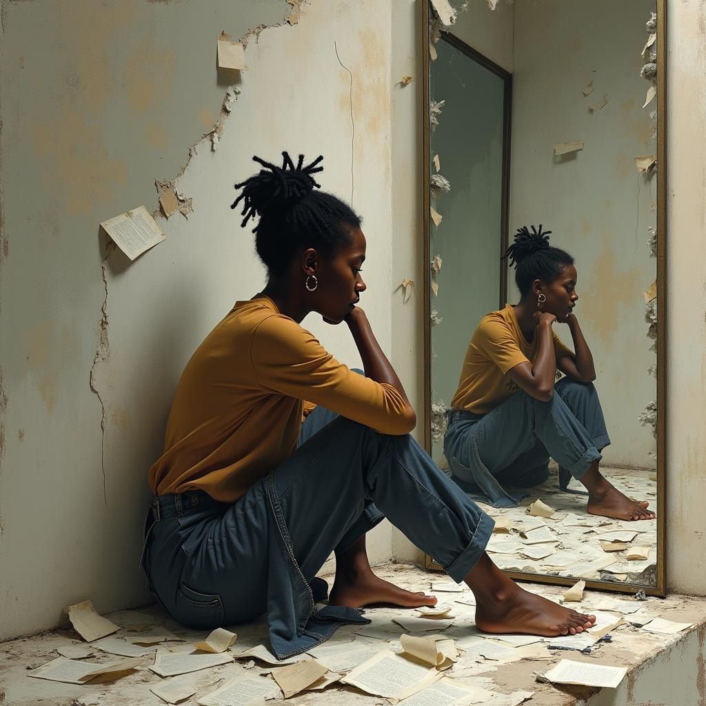 Contemplative Portrait Exploring Identity and Self-Discovery